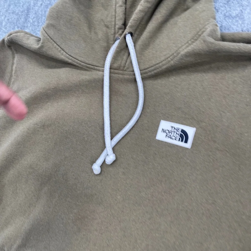 The North Face Hoodie Mens XL Pullover Olive Green Patch Logo Sweatshirt